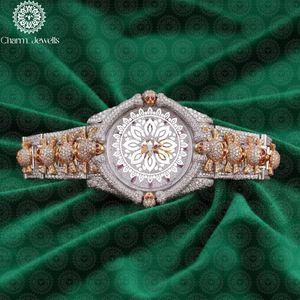 Charm Jewells Luxury Stainless Steel <b>Watch</b> Irregular Case Analog Quartz Sapphire Crystal Women Fashion Bracelet - Product Image 1