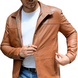 Abrigo Largo de Cuero Genuino para Hombre de Primera Calidad, Transpirable, para Invierno, Informal, para Hombre - Product Image 1