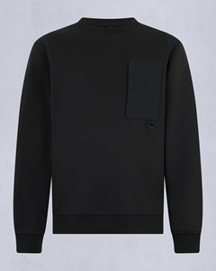 Sweat-shirt noir personnalisé pour homme, col rond, coupe classique, avec poche, design minimaliste, en coton French Terry, pour l'automne, OEM ODM - Product Image 1