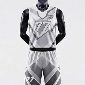 Ensemble de maillot de basket-ball blanc pour femme, imprimé géométrique, débardeur sans manches en maille et short, respirant et anti-humidité - Product Image 3