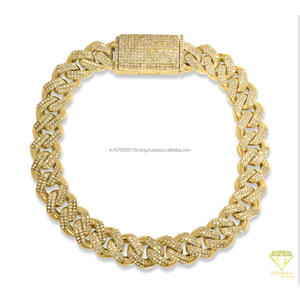 Designer Moissanite Cuban <b>Bracelet</b> Crafted with Premium Yellow Gold Plating and Exceptional Diamond Like Shine - Product Image 6