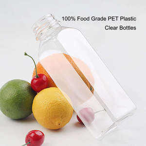 8oz 12 oz 16 oz Eco-friendly Recyclable Lids PET Plastic 0.1mm Thick Square Screen Printed Juice/Dressing & <b>Smoothie</b> <b>Bottles</b> - Product Image 6