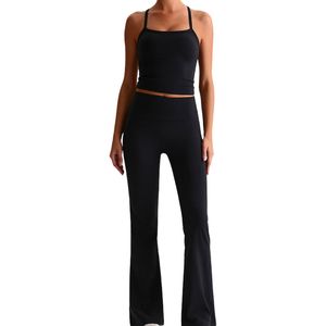 Custom Wholesale Custom Women Yoga Set Flared Leggings Sports Bra Activewear Gym Workout Outfit OEM ODM Fitness Wear Supplier - Product Image 2