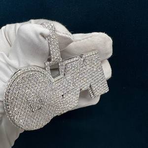 Colgante de Lujo con Letra Personalizada de Plata de Ley 925 con Moissanita VVS Brillante Certificada IGI para Hombre, Estilo Hip Hop - Product Image 6