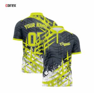 Maillot de bowling personnalisable pour homme, bleu anthracite, avec fermeture éclair, nom et numéro d'équipe, impression par transfert thermique, respirant, séchage rapide, droitier - Product Image 3