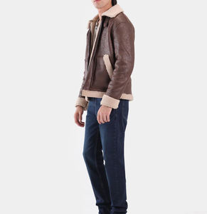 Chaquetas de Piel de Oveja Auténtica de Última Moda, Chaqueta de Piel Clásica Personalizada en Color Marrón, Ropa Exterior de Cuero - Product Image 5