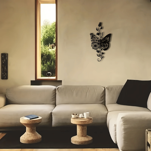 CIFbuy Decorazione Murale in Alluminio con Silhouette Floreale e Farfalle, Stile Rustico Naturale per Hotel, Arte in Metallo, Servizio di Ritiro - Product Image 4