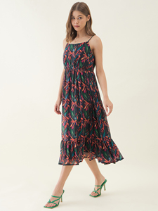 Vestido de Verano sin Mangas con Estampado Floral Negro de Alta Calidad para Mujer, para Usar en la Playa o Diariamente, Precio de Venta para Exportación - Product Image 3