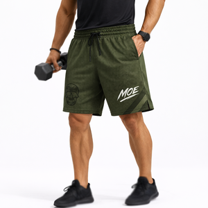 Pantalones Cortos Deportivos de Malla para Hombre, de Secado Rápido, con Cordón Ajustable, Estampado de Calavera, Personalizados, Marca Privada MOE, Fábrica OEM - Product Image 4