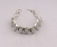 Bracelet ovale en argent sterling 925 avec pierre de lune arc-en-ciel naturelle, serti à la main, style vintage, unisexe, 25g, SHREE JAIPUR