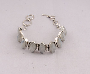925 Sterling Silver Natural Rainbow Moonstone <b>Bracelet</b> Handcrafted Blue Fire Moonstone Jewelry Wholesale Minimalist <b>Adjustable</b> - Product Image 5