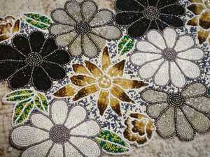 Ali Fashion Art <b>Black</b> Gold Embroidered Floral Table <b>Runner</b> Rectangle Fabric Mats Handmade Eco-Friendly Lightweight 5mm Thickness - Product Image 3