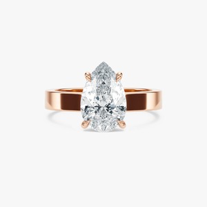 3 CT Pear Cut Lab Grown Diamond Prong Setting Solitaire <b>Ring</b> Wide Band 14K Gold Engagement - Product Image 5