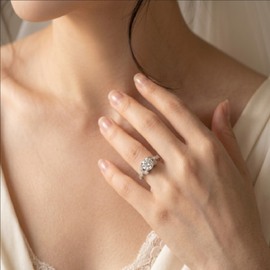 แหวนเพชรกึ่งยาว18K ดีไซน์แบบโซลิแทร์สำหรับงานแต่งงานแหวนเพชรแท้สีทองขาวสำหรับการหมั้นหมาย - Product Image 3