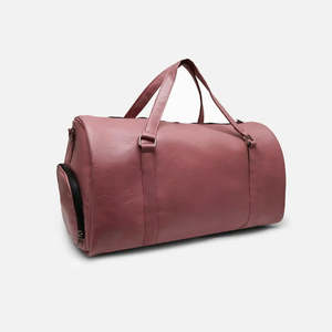 Bolsa de Viaje de Cuero Genuino Color Granate Premium con Gran Capacidad de Almacenamiento y Compartimento Separado para Zapatos - Product Image 6