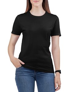 เสื้อยืดคอกลมแขนสั้นผ้าฝ้ายเรียบสำหรับผู้หญิง, เสื้อยืดสีพื้นลำลองสำหรับผู้หญิง สวมใส่สบาย - Product Image 3