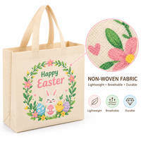 Sacs fourre-tout réutilisables en tissu non tissé imprimés avec des motifs de lapin, d'œufs de Pâques et de couronnes de printemps, pour l'emballage de cadeaux, vente en gros