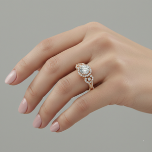 แหวนหมั้นชุบทองคำสีกุหลาบสไตล์วินเทจประดับด้วยหินสามเม็ดพร้อมใบรับรอง - Product Image 6