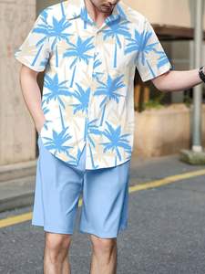 Ensemble chemise et short pour homme de haute qualité, prix de gros, été, décontracté, imprimé floral, manches courtes, séchage rapide - Product Image 5