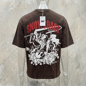 SG Men's <b>Brown</b> <b>Tie</b>-Dye T-Shirt Short Sleeve O-Neck Casual Printed Apparel Design Regular Fit Cotton Jersey - Product Image 5