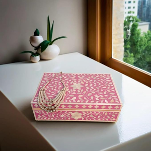 Caja de Joyería de Lujo Hecha a Mano con Incrustaciones de Hueso Rectangular y Cuadrada, Diseño Único, Cierre Magnético de Alta Calidad, Almacenamiento Decorativo - Product Image 6