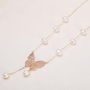 Collar de Lujo de Alta Gama para Mujer, con Colgante de Borla de Mariposa y Perla de Agua Dulce Auténtica, Collar de Alta Calidad para Mujer - Product Image 3