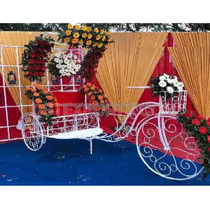 Decorative Rickshaw for Wedding Photoshoot Wedding White Iron Photo Shoot Rickshaw Indian Wedding Photo Booth Metal Rickshaw