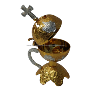 Premium Brass Incense Burner with <b>Cross</b> <b>Top</b> Church Incense Holder for Worship Ceremonies Sacred Decor Hand-made Indian Style - Product Image 4