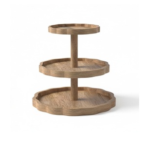 Nouvel Arrivage : Présentoir à Gâteaux Moderne en Bois à 3 Niveaux avec Plateforme Surélevée pour Présenter Gâteaux, Pâtisseries, Fruits et Desserts, Compatible Four - Product Image 4