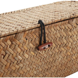 Boîte de rangement rectangulaire en jonc de mer pour mouchoirs, écologique, tressée, avec couvercle, pour papier toilette, naturelle, pour salle de bain, hôtel, vente en gros - Product Image 2