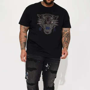 T-shirt en strass pour homme en matière durable, prix de gros, logo/couleurs personnalisés, anti-plis, de haute qualité - Product Image 2