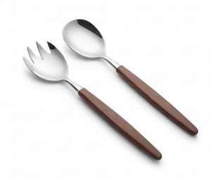 Cuillères à salade en acier inoxydable avec manches en bois, design minimaliste, compatibles lave-vaisselle, pour la restauration et l'usage domestique - Product Image 1