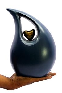 Urne funéraire en aluminium en forme de goutte d'eau, avec couvercle fileté décoratif et texture élégante - Product Image 4