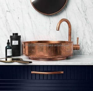 Lavabo artisanal en cuivre martelé pour salles de bain d'hôtels de luxe, décoration intérieure de style moderne, amélioration du design - Product Image 6
