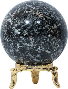 Esfera de cristal de jaspe negro con soporte de Metal, esfera curativa, escultura de bola, figurita para Fengshui, adivinación, decoración del hogar - Product Image 2