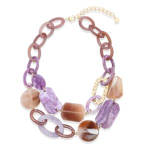 Collier en résine, collier à maillons épais, bijoux en résine violette, collier en résine marron, collier statement de luxe, perles en résine faites à la main - Product Image 1