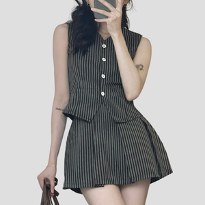 Conjunto de falda larga informal de 2 piezas para mujer, tejido sólido, embalaje personalizado, fabricante de Vietnam, precio de fábrica, tela Natural OEM - Product Image 3