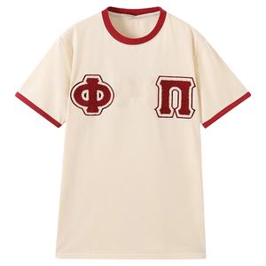 T-shirt respirant 100 % coton de haute qualité pour fraternité et sororité, motif lettres grecques, manches courtes, universitaire – Vente en gros USA Phi Pi Pi - Product Image 1