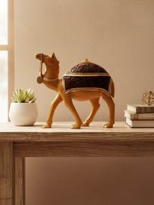 Figurine de chameau en bois artisanale traditionnelle, centre de table pour la décoration de hall d'hôtel et l'ameublement ethnique de la maison - Product Image 6