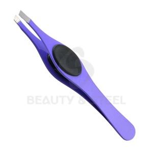Professional Slanted Tip Eyebrow Tweezers with Ergonomic Rubber Grip for Precision Hair <b>Removal</b> and Facial Grooming Stainless S - Product Image 1