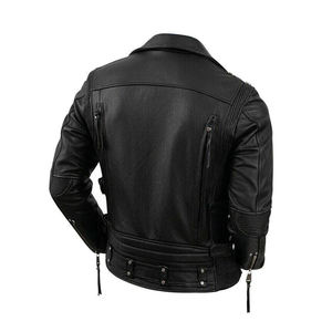 Unisex Premium Genuine Leather <b>Racer</b> <b>Jacket</b> Slim Fit Stand Collar <b>Vintage</b> Distressed Motorcycle Streetwear High Street Front - Product Image 3
