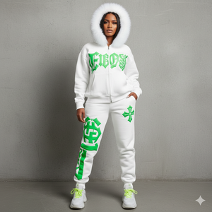 Ensemble de survêtement personnalisé pour homme en coton, comprenant un sweat à capuche et un pantalon de jogging, avec motif squelette et impression en relief, deux pièces de sport - Product Image 5