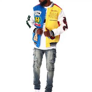 Bombardero de béisbol personalizado para hombres con bordado de chenilla de alta calidad de fabricante OEM Letterman Crop Leather Varsity Winter - Product Image 4