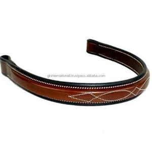 Banda para cejas de caballo de cuero acolchado suave extra cómodo con costura blanca elegante de diseñador diseño personalizado banda para cejas de caballo para brida - Product Image 2