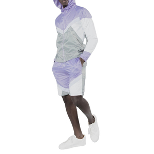 Conjunto Deportivo para Hombre con Capucha y Bloques de Color, Chaqueta Cortavientos y Pantalones Transpirables de Poliéster para Primavera - Product Image 5