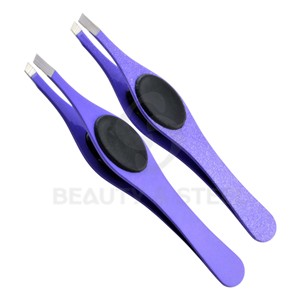 Professional Slanted Tip Eyebrow Tweezers with Ergonomic Rubber Grip for Precision Hair <b>Removal</b> and Facial Grooming Stainless S - Product Image 6