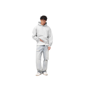 <b>Men's</b> <b>Grey</b> Marl Oversized Hoodie Pullover <b>Fleece</b> Kangaroo Pocket Drop Shoulder Streetwear Wholesale - Product Image 1