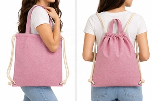 Bolsa de algodón reciclado natural personalizada, bolsa de lona virgen, bolsa de compras con logo impreso personalizado, bolsa de lona de algodón con cordón. - Product Image 3