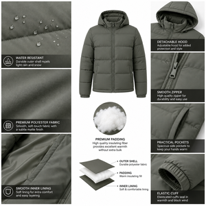 Chaquetas Casuales Ligeras y Aisladas para Hombre, Chaqueta Acolchada con Capucha Personalizada, Chaqueta Impermeable de Invierno, Ropa de Abrigo Cálida, OEM al por Mayor - Product Image 5