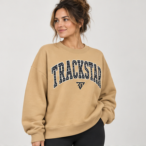 Sudadera de cuello redondo con letras de polka dots color camel para mujer, manga larga, logotipo personalizado - Product Image 4